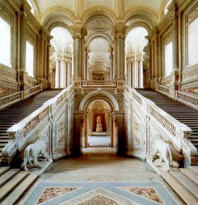 Prunkeingang in die Appartments des Königlichen Palastes in Caserta/ Neapel